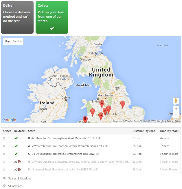 Screenshot of Buy and Collect