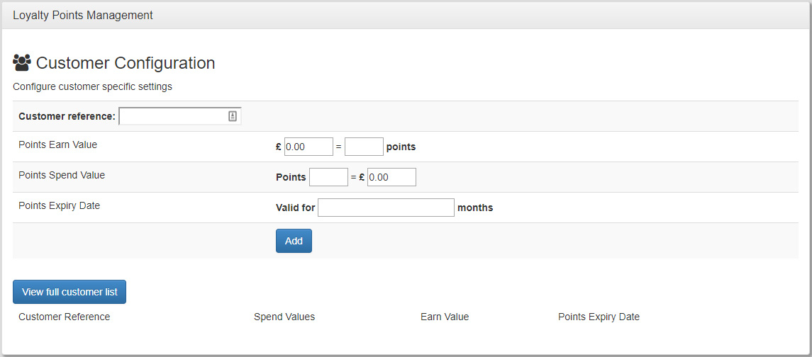 Customer Configuration