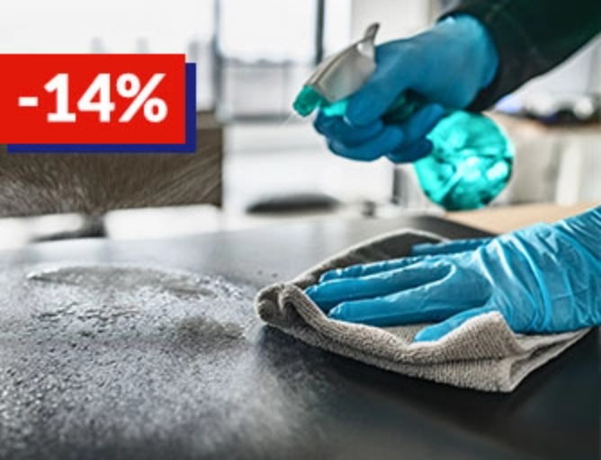 kitchen counter being cleaned